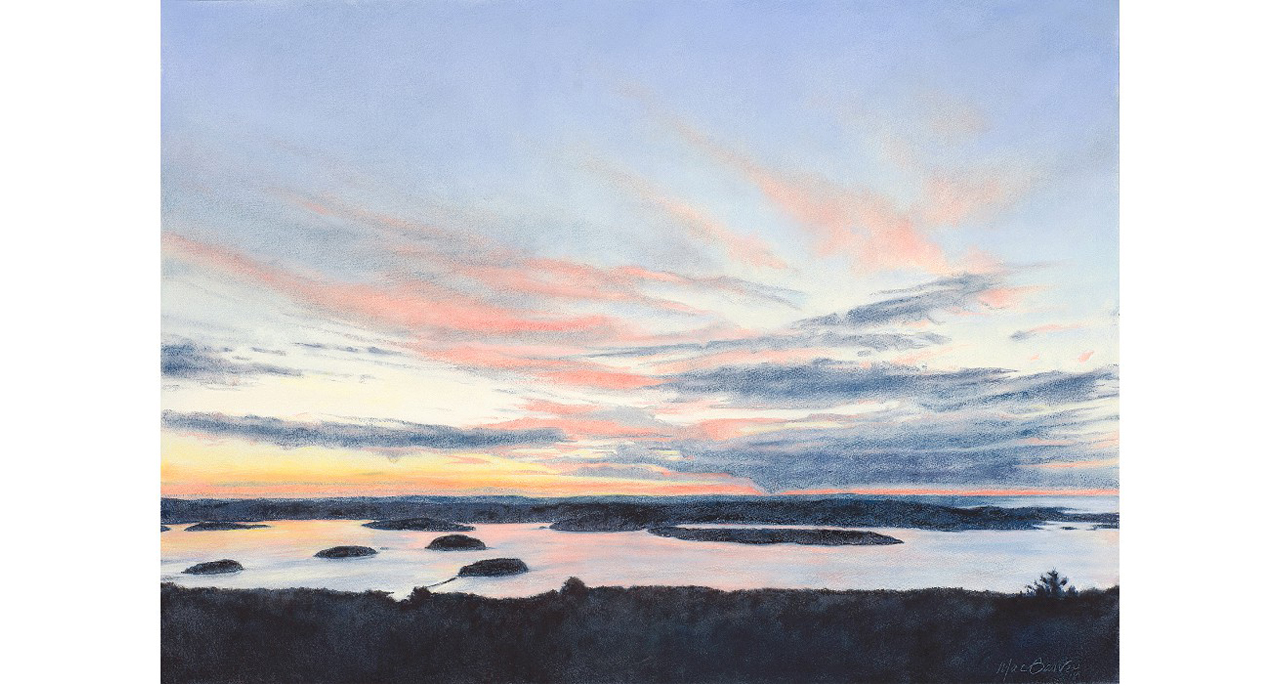 Maine Sunrise 28 x 30 pastel available framed